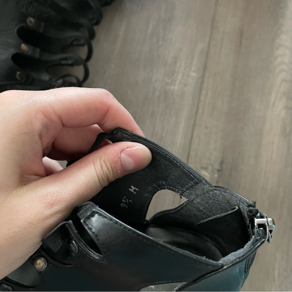 Stuart Weitzman Black Leather Caged Strappy Cut Out Peep Toe Heels - Picture 8 of 9